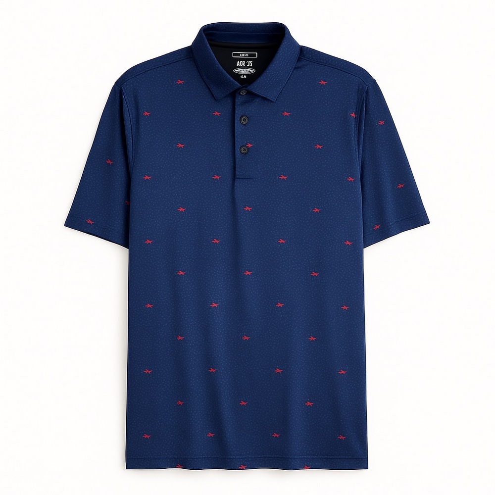 ⛳️ GREG NORMAN ML75 Play Dry Golf Polo – Navy Pattern – Size L